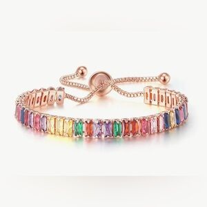 Women's Colorful Zirconia Tennis Bracelet in 14k gold plating NWT